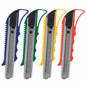 Нож канцелярский 18мм STAFF "Profit", усиленный, фиксатор, корпус ассорти, 237083