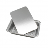 Форма алюм, прямоуг, 450мл, L-край, КРЫШКА карт-мет, 112*87мм, 100шт/упак.