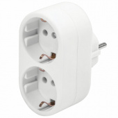 Сетевой разветвитель SONNEN U-020G, 2 розетки, с заземлением, 16 А, белый, 511442 