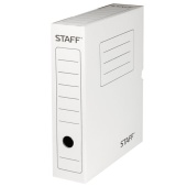 Короб архивный STAFF 75мм, с клапаном, гофрокартон, до 700л, белый, 128858