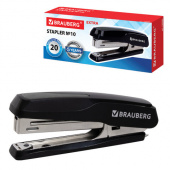 Степлер BRAUBERG №10 "Extra", до 20л., черно-серый, антистеплер, 229080