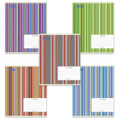 Тетрадь 24л. А5, клетка, BRAUBERG Полоски, обложка картон, ассорти, 401863
