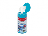 Салфетки чистящие BRAUBERG для мониторов и других поверхностей, 100шт/туба, антибактериальные, плотные, 513476