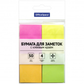 Бумага для заметок OfficeSpace 51*38мм, 50л х 4цв, неон, ассорти, 286505
