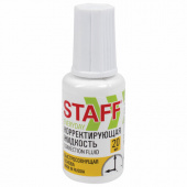 Корректирующая жидкость STAFF 20мл, с кисточкой, спиртовая основа, 224878
