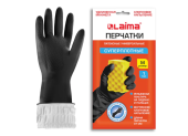 Перчатки резиновые черные, М, удлиненная манжета 25 см, LAIMA 80 г. 700531