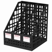 Лоток вертикальный BRAUBERG 240мм "MAXI Plus", 3 отделения, сборный, черный, 237013
