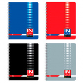 Тетрадь 96л. А5, клетка, гребень, BRAUBERG "INDAY", ассорти 4 вида, 400526