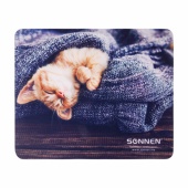 Коврик для мыши SONNEN "KITTEN", резина + ткань, 220х180х3мм, 513313