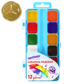 Краски акварельные 12 цветов, ЮНЛАНДИЯ "ЮНЛАНДИК-ХУДОЖНИК", медовые, без кисти, пластиковая коробка, 192287