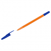 Ручка шариковая синяя СТАММ "511", корпус оранжевый, линия письма 0,7мм, 346474
