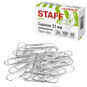 Скрепки STAFF 33мм, 100шт, оцинкованные, 270445