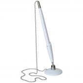 Ручка шариковая настольная на цепочке OfficeSpace, белый корпус, синяя, линия письма 0,5мм, 280802