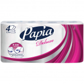 Туалетная бумага на втулке (Т4) Papia DELUXE Белая 4-сл., 16м, 8шт/уп., 260064