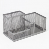 Подставка-органайзер BRAUBERG "Germanium", 102*186*95мм, 3 отделения, металл, серебро, 231987