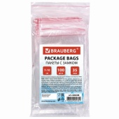 Пакет с защелкой "Brauberg", 7×10 см, 35 мкм, 100 шт/упак