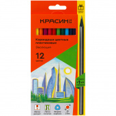 Карандаши 12 цветов Красин "Эволюция"+1 чернографитный HB, пластиковые, заточенные, 361296