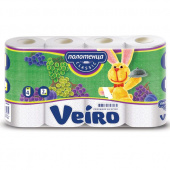 Полотенца рулонные бытовые Linia Veiro Clas., 2-сл., 4шт/уп, белые /6/ 5п24