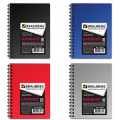 Блокнот А6 60л, BRAUBERG "Однотонный", клетка, гребень сбоку, обложка пластик, 125398