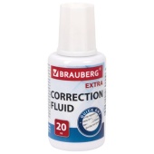 Корректирующая жидкость BRAUBERG EXTRA 20мл с кисточкой, спиртовая основа, 229397