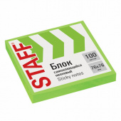 Бумага для заметок STAFF 76*76мм, 100л, неон, зеленый, 115585