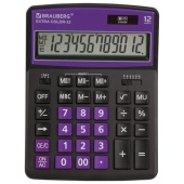 Калькулятор BRAUBERG, 12 разрядов, EXTRA-12-BKPR, 206x155мм, черно-фиолетовый, 250480