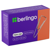 Скрепки Berlingo 25мм, 100шт, треугольные, никелированные