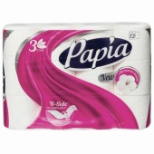 Туалетная бумага на втулке (Т4) Papia Белая 3-сл., 16,8м, 12шт/уп., 112051/299976