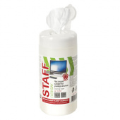 Салфетки чистящие STAFF для экранов и пластика, 10х12см, 100шт/тубе, влажные, 512657