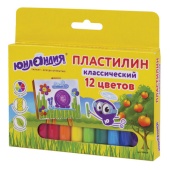 Пластилин 12 цветов ЮНЛАНДИЯ, со стеком, 240г, 105029