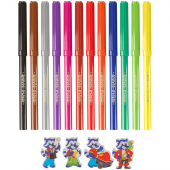 Фломастеры 12 цветов Мульти-Пульти "Енот во Франции", вентилируемый колпачок, смываемые, 240100