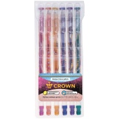 Набор ручек гелевых Crown "Glitter Metal Jell", 1мм, 6шт/упак, 6 цветов с блестками, 094060 (КЮО)