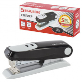 Степлер BRAUBERG №24/6, 26/6 "Germanium", до 20л, черный, 226580