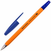 Ручка шариковая синяя BRAUBERG "M-500 ORANGE", корпус оранжевый, линия письма 0,35мм, 143448