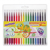 Фломастеры 18 цветов ЮНЛАНДИЯ "Зоопарк", трехгранные, 151426