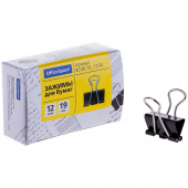 Зажимы черные, 19мм, 12шт, на 60л, Office Space, 178799