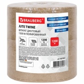 Шпагат джутовый 1200 Текс, 1200м, 1,4кг, d=1,8мм, бобина, BRAUBERG, 607942