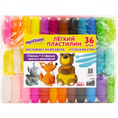 Пластилин 32 цвета ЮНЛАНДИЯ "Воздушный", 36шт/упак (360г), 3 стека, 105908
