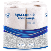 Полотенца рулонные бытовые OfficeClean "Premium", белые (11м), 3-сл., 4шт/уп, 300443