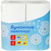 Полотенца рулонные бытовые OfficeClean белые (27,5м), 2-сл., 2шт/уп, 325794
