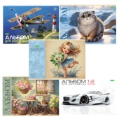Альбом для рисования А4 12л, HATBER ECO, скрепка, ассорти 5 видов, 107374
