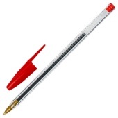 Ручка шариковая красная STAFF "Basic BP-01", одноразовая, корпус 14см, л.п. 0,5мм, 143738