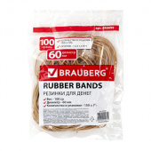 Резинки для денег BRAUBERG, 100г, 60мм, натуральный каучук, 440099