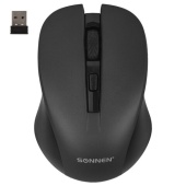 Мышь беспроводная SONNEN V18, USB, черная, 4 кнопки, черная, 513514