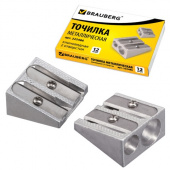 Точилка BRAUBERG 2 отверстия "Style", металл, клиновидная, 222486