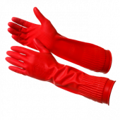 Перчатки резиновые ROSE M, удлиненная манжета /120/ красные