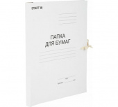Папка картонная с завязками 220г/м2, STAFF, белый, до 200л., 126525