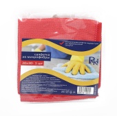 Салфетка микрофибра  RiKi 30*30см, красная, инд. упак, 220г/м /100/ 220-010