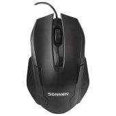 Мышь проводная SONNEN M-713, USB, черный, 512637