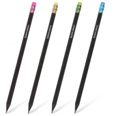 Карандаш чернографитный с ластиком, HB, черное дерево, круглый, BRAUBERG "Black Wood", 180629